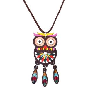 Wooden owl necklace